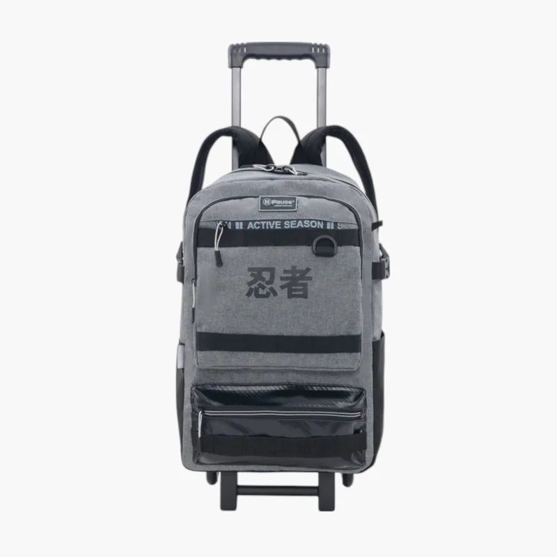 PAUSE Printed Trolley Backpack for Kids - Grey